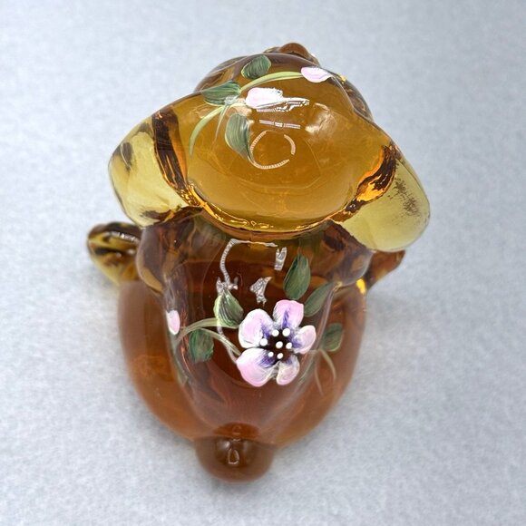 Lenox Fenton Art Glass Floppy Ear Rabbit Amber Art Glass Figure Sheela Miller - Picture 8 of 14